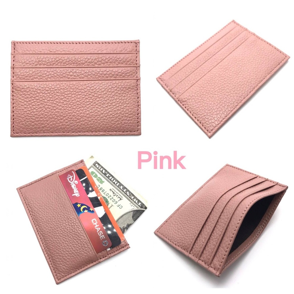 IXYVIA Leather Wallet Slim Card Hold- Pink